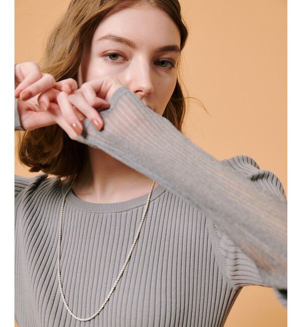 allureville「シアーカフスラウンドネックプルオーバー」|ニット・セーター|