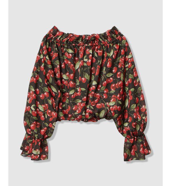 LOULOU WILLOUGHBY「【LOULOU WILLOUGHBY】LISAチェリープリントオフショルブラウス」|シャツ・ブラウス|