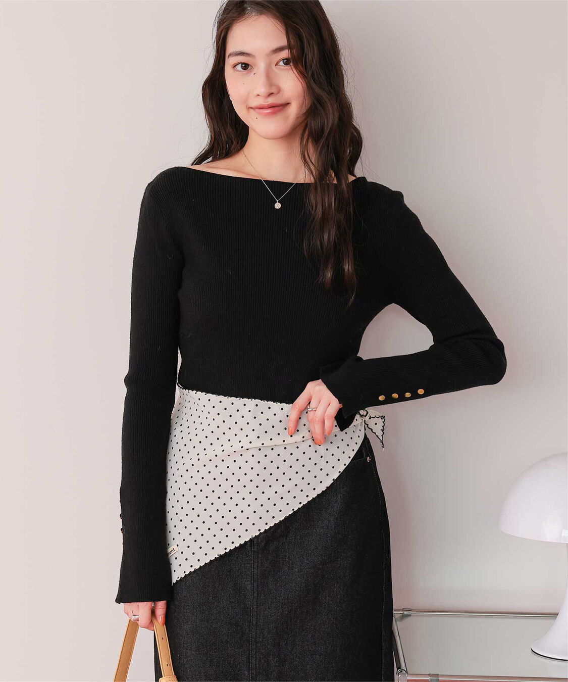 titivate「ボートネックゴールド釦デザインニット」|ニット・セーター|