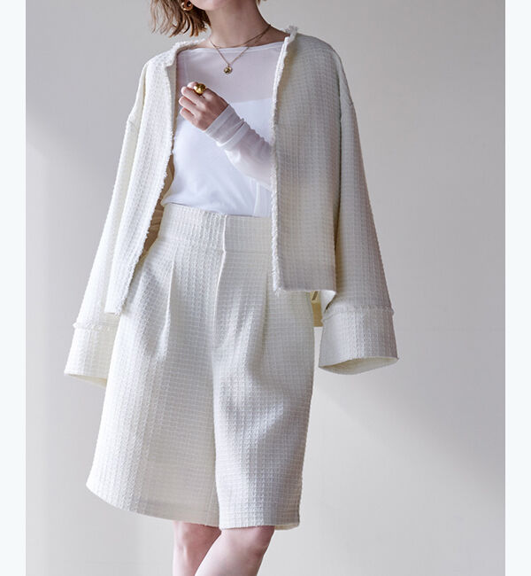 ur's「ツイードハイウエストハーフパンツ」|その他|オフホワイト