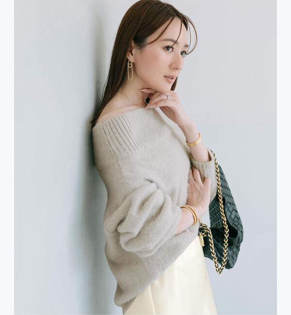 ur's「【星玲奈さんコラボアイテム】ウールブレンドオフショルダーニット」|ニット・セーター|