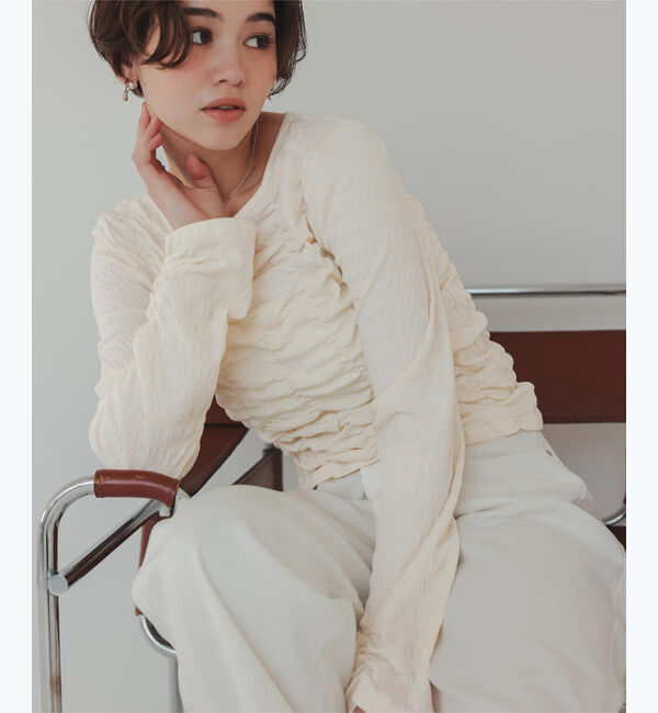 titivate「ロングスリーブシャーリングトップス」|Tシャツ・カットソー|アイボリー