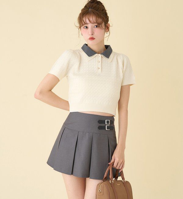  「サイドベルトプリーツスカート」|スカート|
