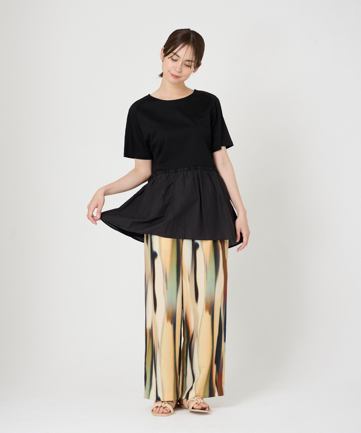 INED「異素材ペプラムカットソー」|Tシャツ・カットソー|