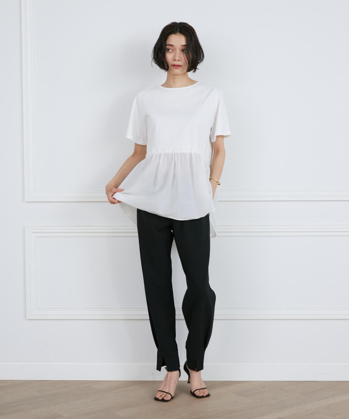 INED「異素材ペプラムカットソー」|Tシャツ・カットソー|