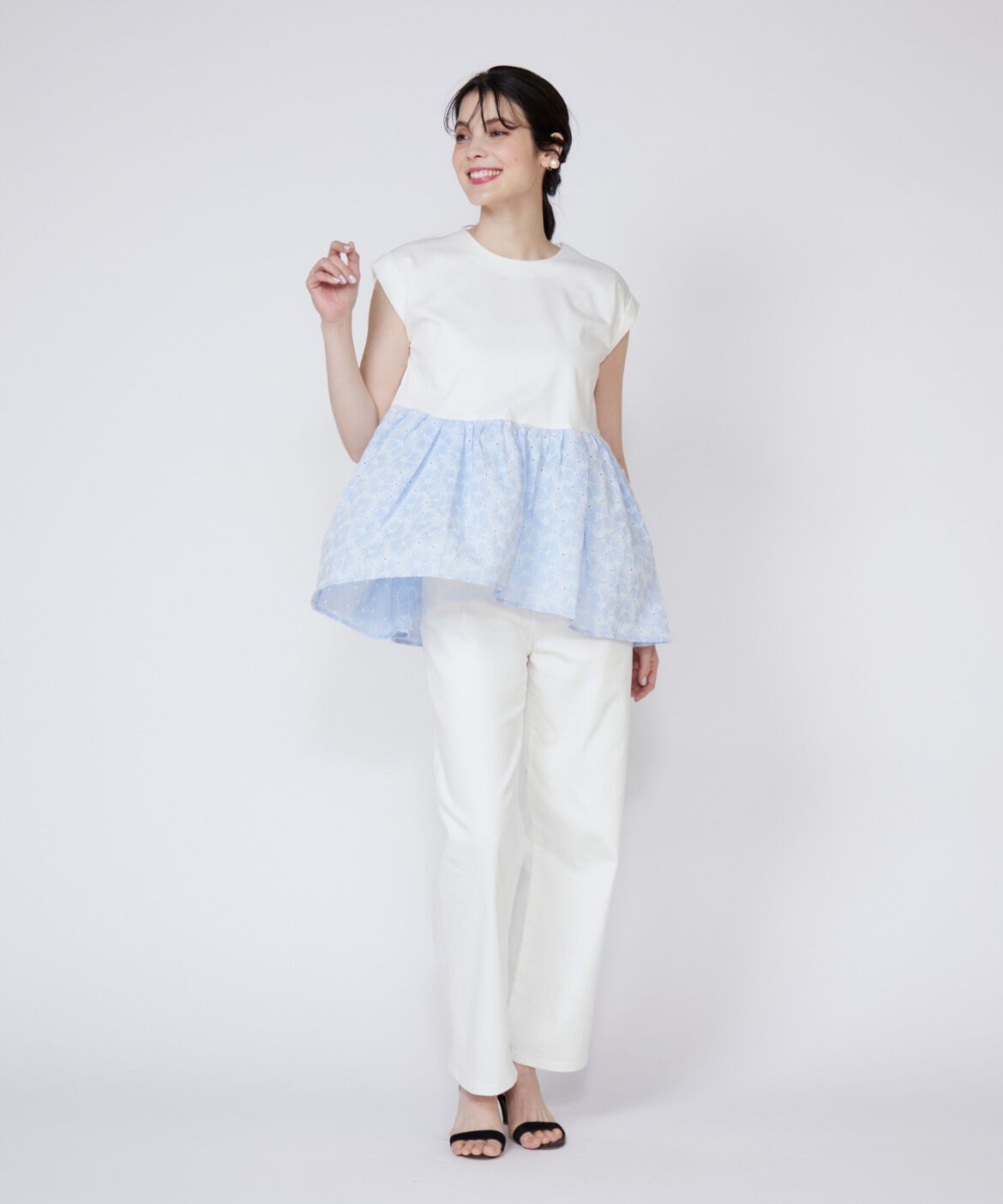 Maglie le cassetto「刺繍レースドッキングカットソー」|Tシャツ・カットソー|