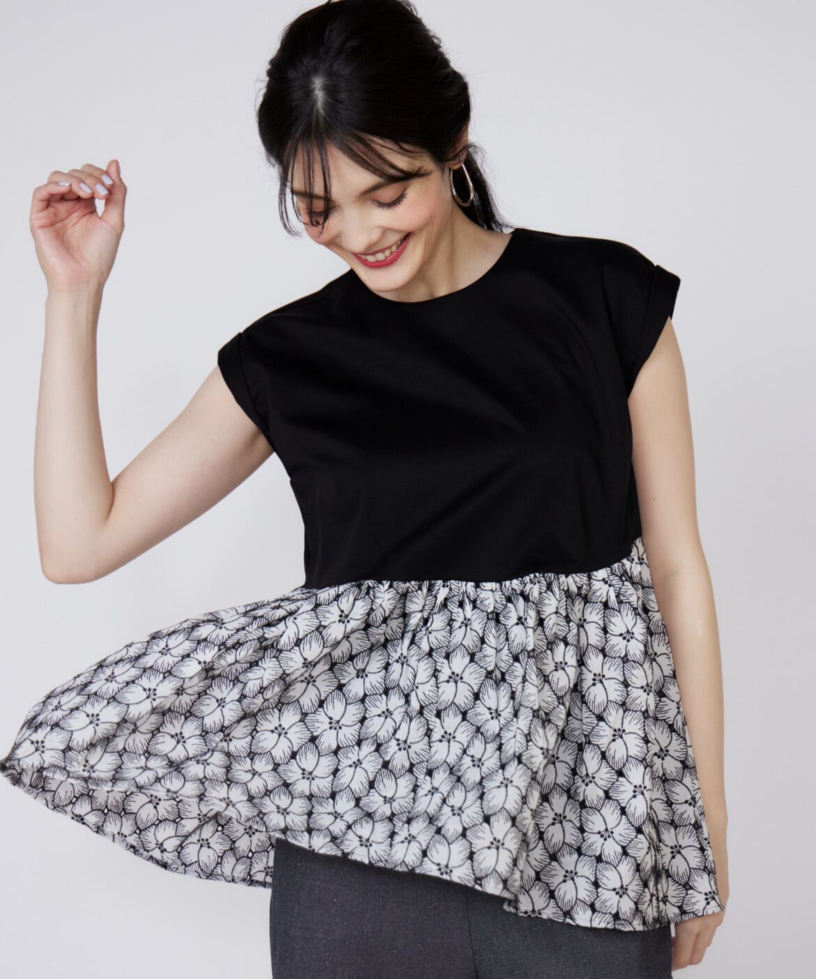 Maglie le cassetto「刺繍レースドッキングカットソー」|Tシャツ・カットソー|