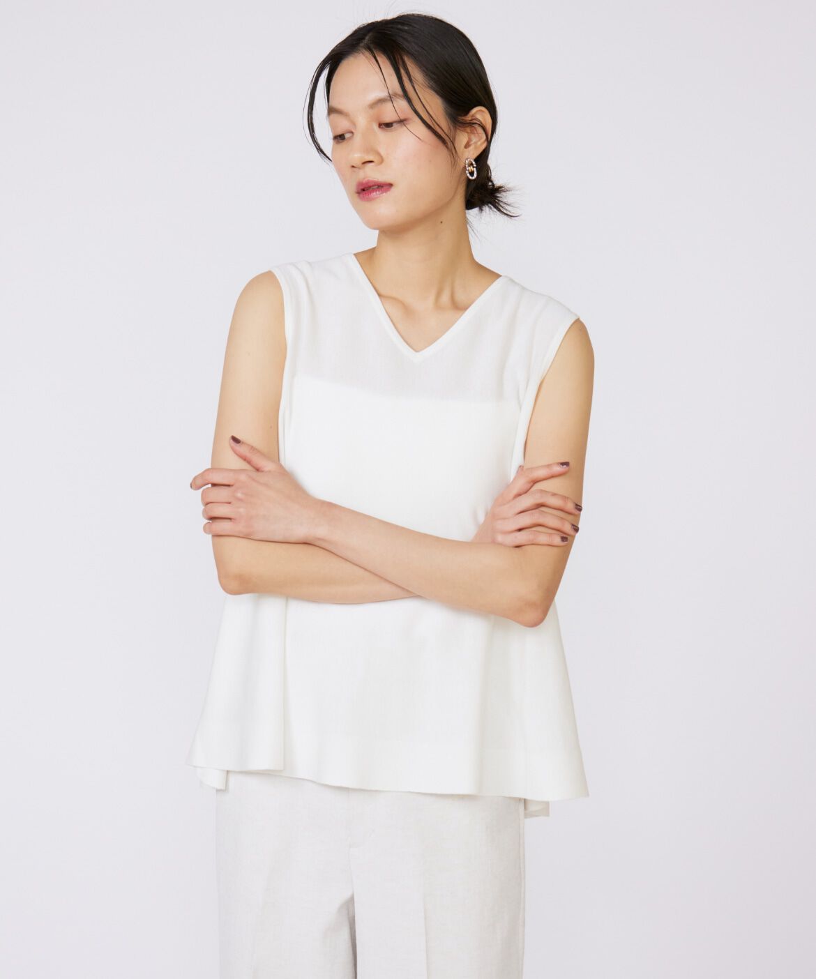 INED「《大きいサイズ》Aラインニットプルオーバー」|ニット・セーター|