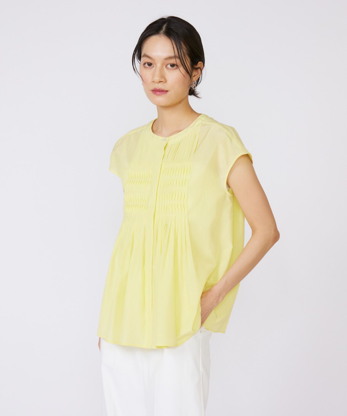 INED「《大きいサイズ》フロントピンタックブラウス」|シャツ・ブラウス|