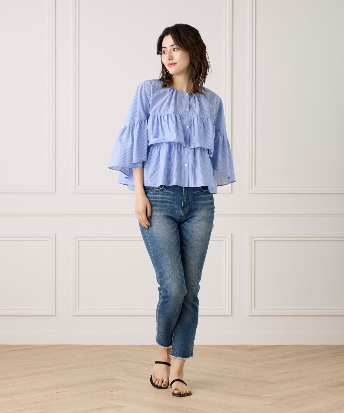 7-IDconcept.「《大きいサイズ》《WEB限定カラー》ティアードフリルブラウス」|シャツ・ブラウス|