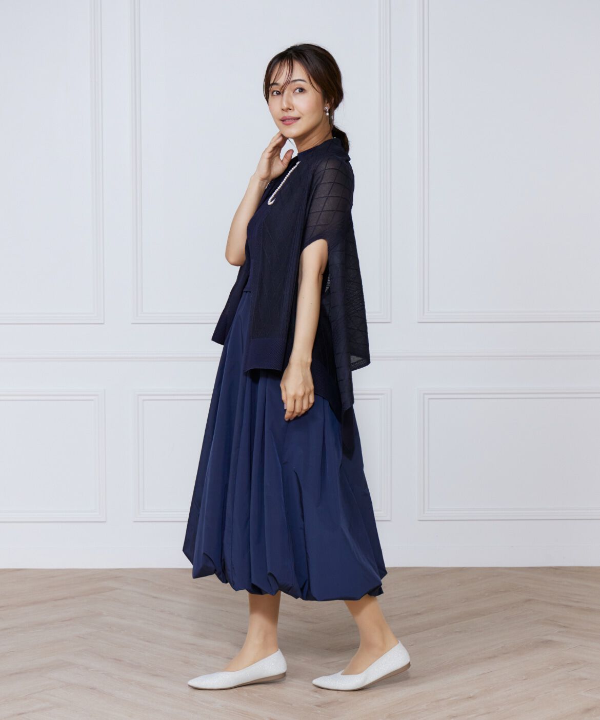 ef-de Black「シアーアーガイル大判ニットショール」|ストール|