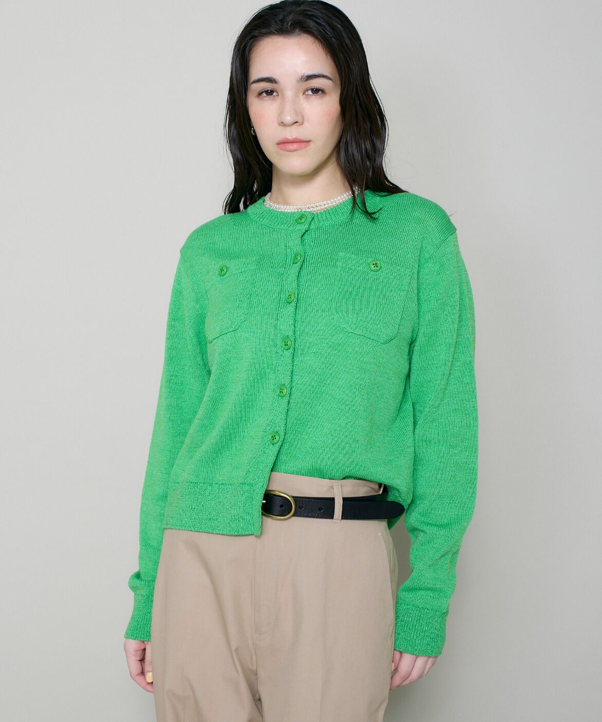 DAY by DAY it&rsquo;s international「和紙ウールクルーネックカーディガン」|カーディガン|グリーン