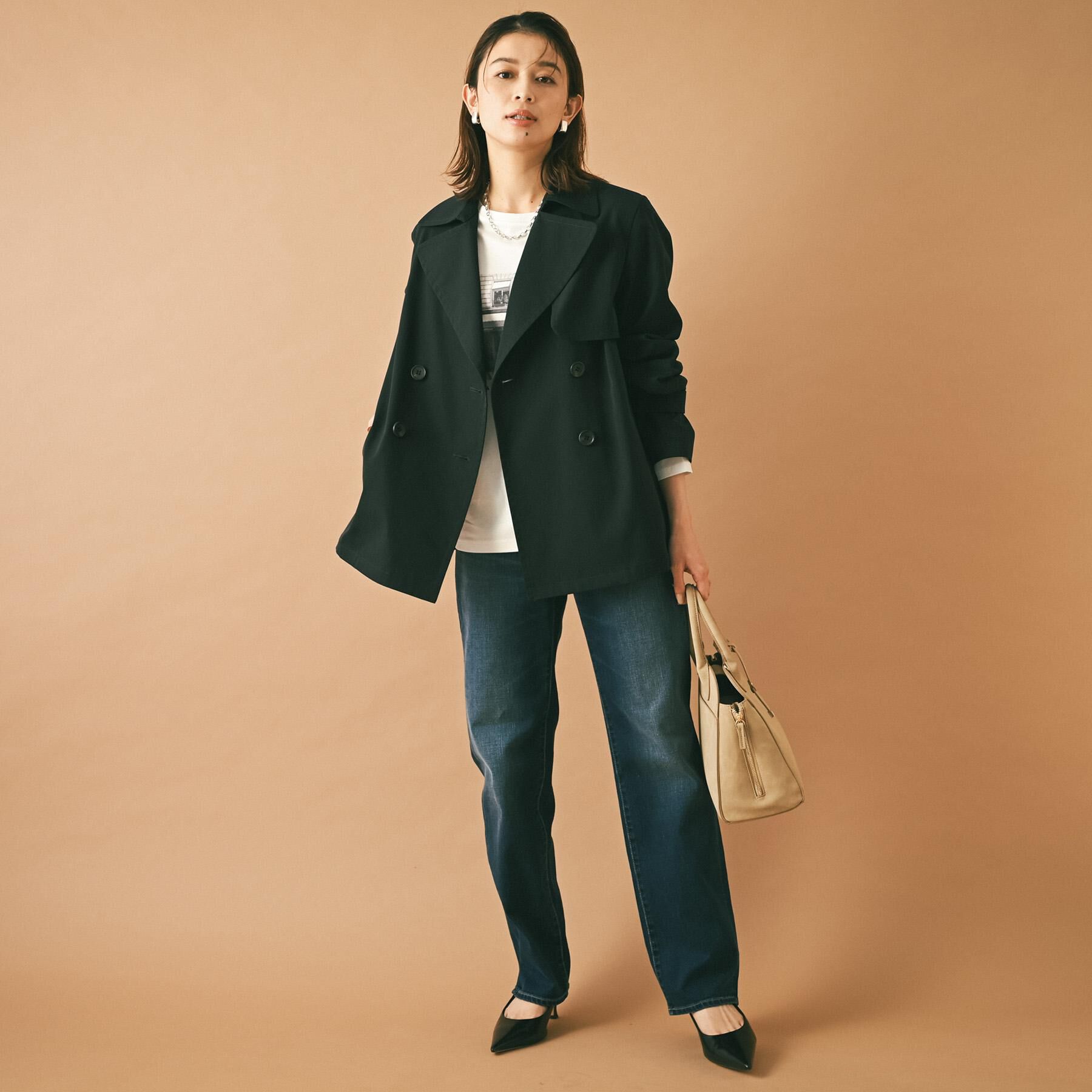 UNTITLED「【はっ水/洗える/セレモニーにも】タスランショートトレンチコート」|トレンチコート|