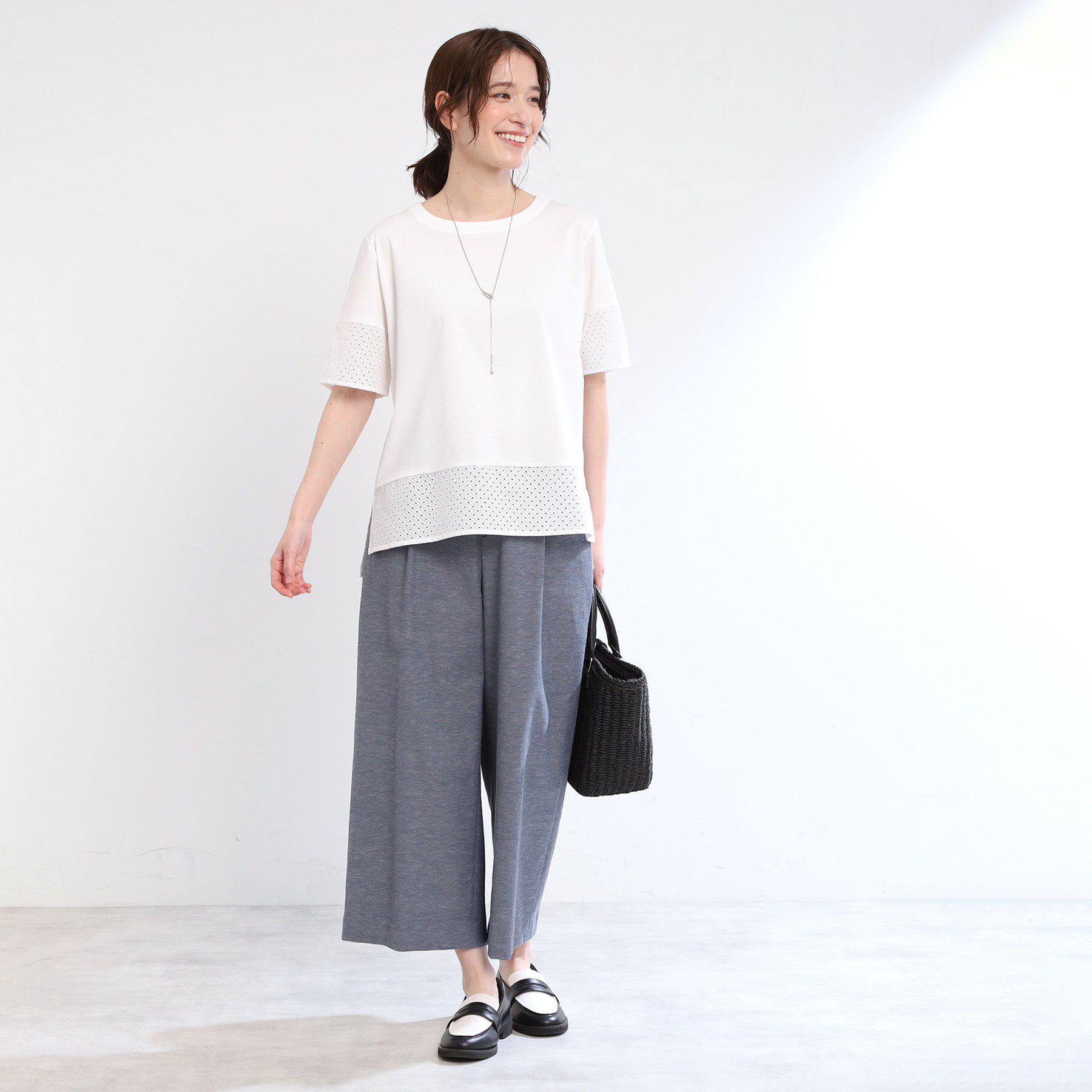 Reflect「【夏SALE／E‐QUALITY／手洗い可】コットンレースドッキングTシャツ」|Tシャツ・カットソー|