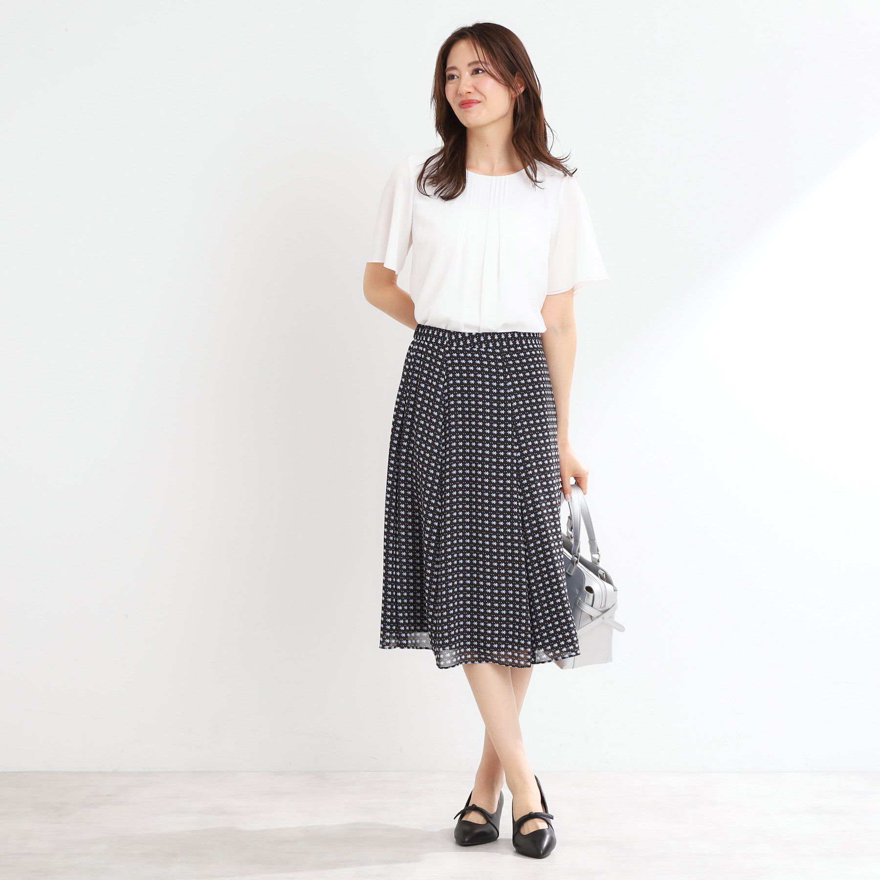 Reflect「【マシンウォッシュ可／セットアップ可】フリュイドプリントスカート」|スカート|