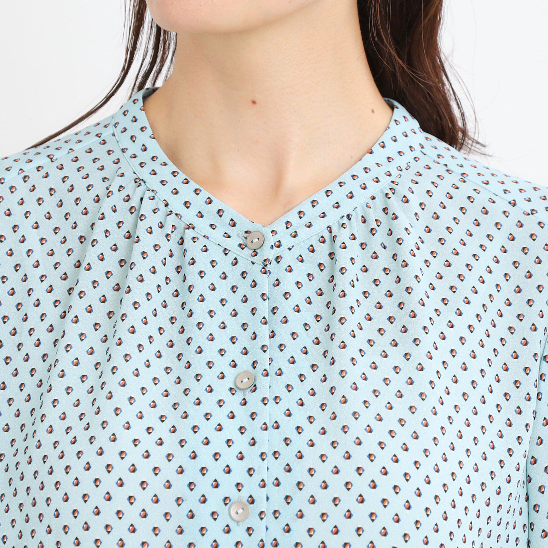 Reflect「【マシンウォッシュ可】五分袖コツキプリントブラウス」|シャツ・ブラウス|