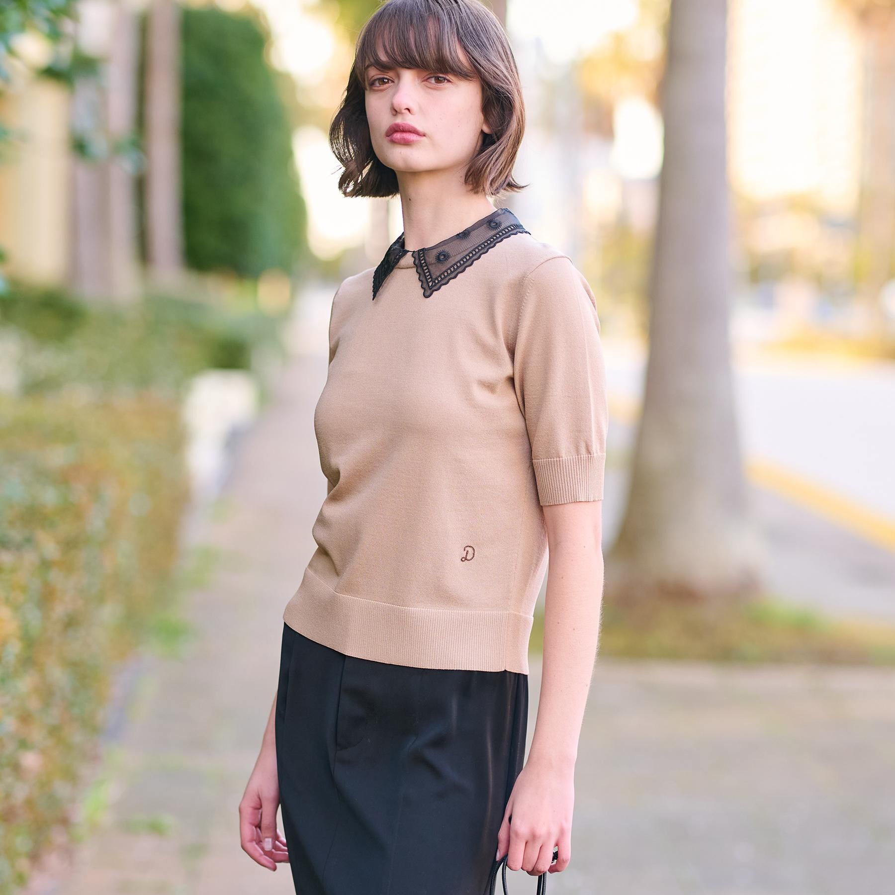 DRESSTERIOR「【洗える／2WAY】エンブロイダリーカラーニット」|ニット・セーター|