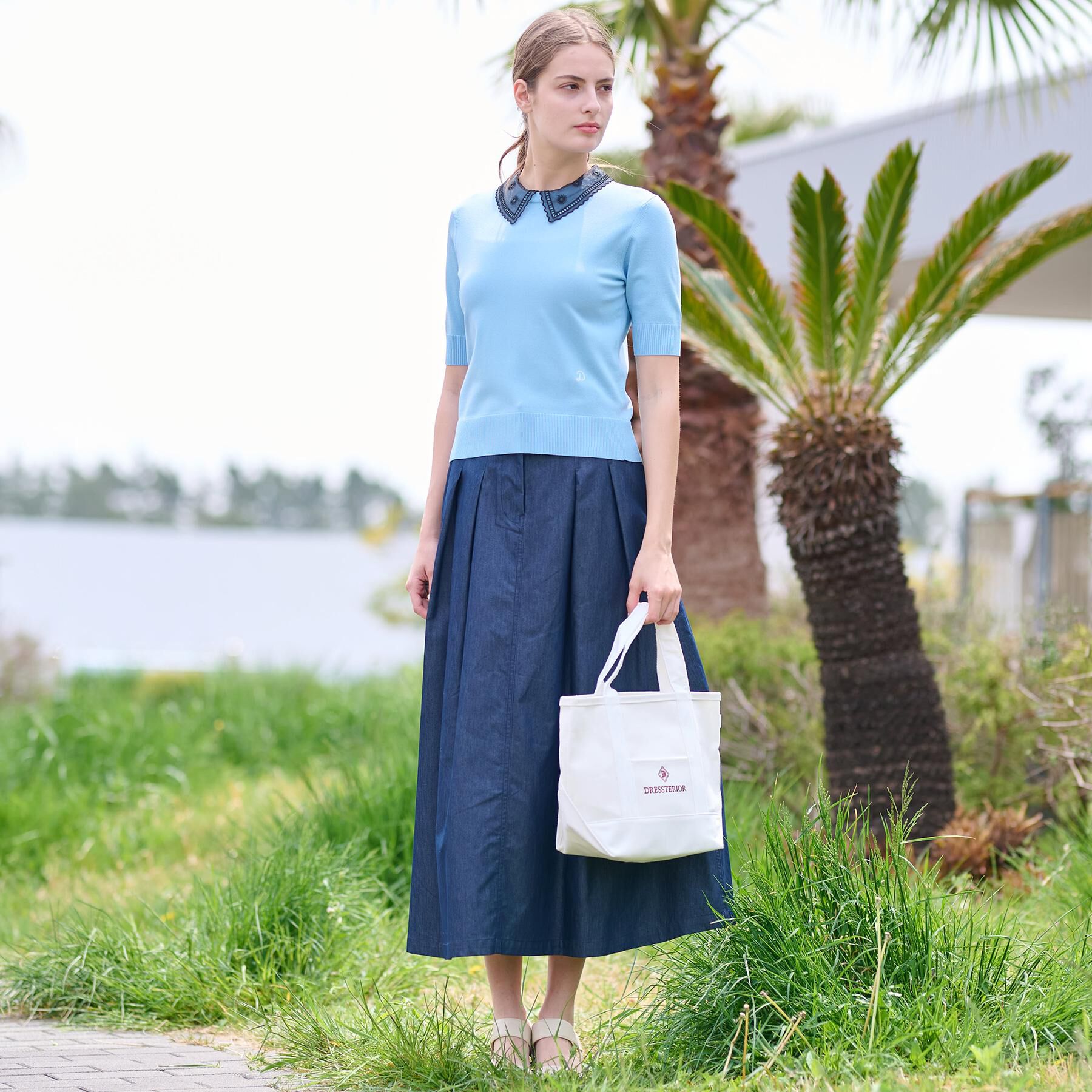 DRESSTERIOR「【洗える／2WAY】エンブロイダリーカラーニット」|ニット・セーター|