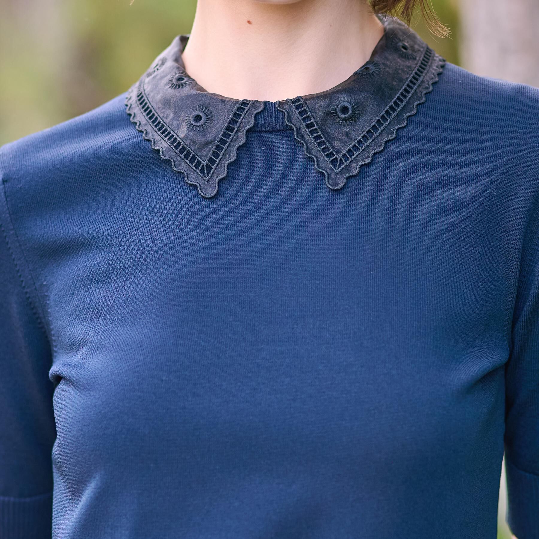 DRESSTERIOR「【洗える／2WAY】エンブロイダリーカラーニット」|ニット・セーター|