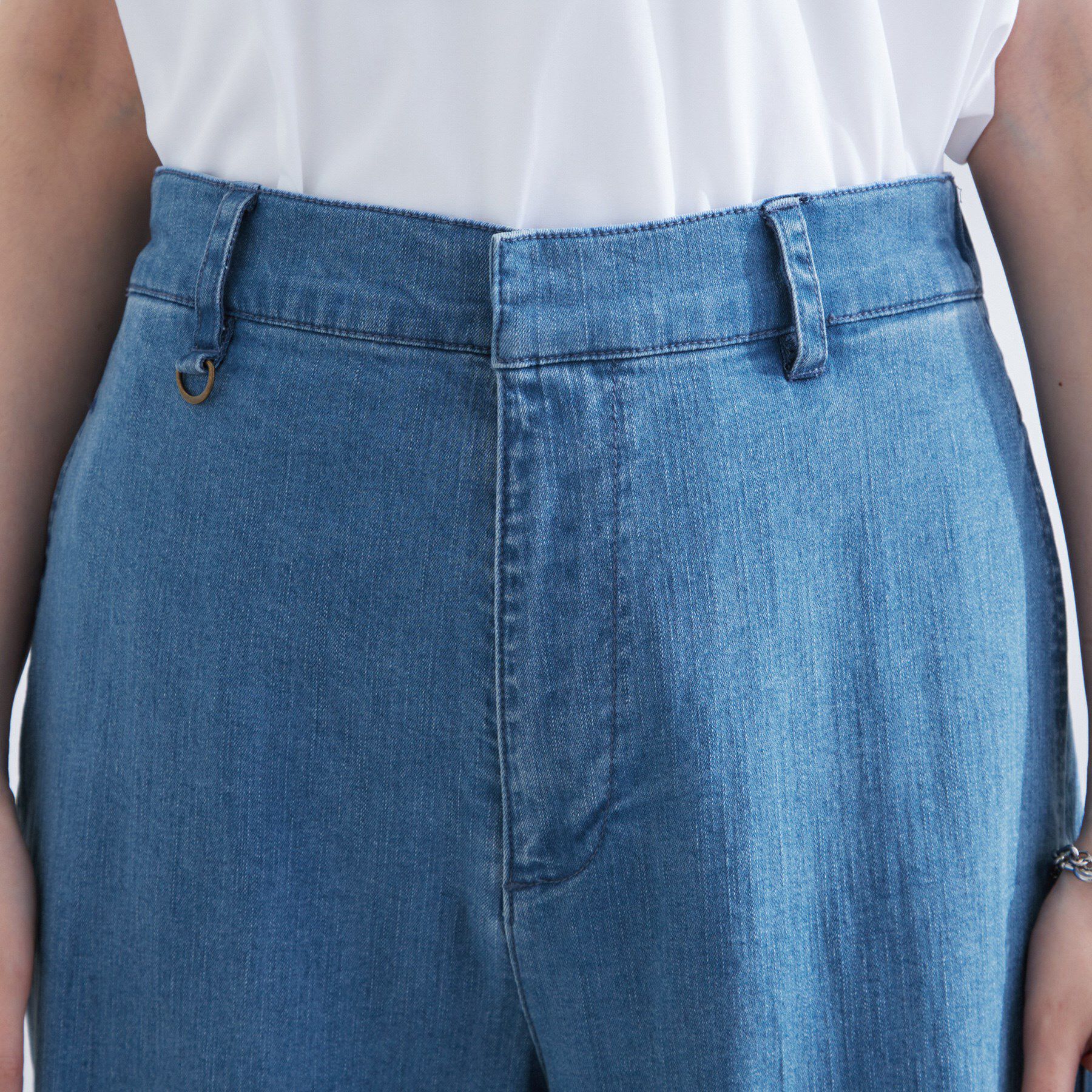 grove「【きれい見え】ストレッチデニムワイドパンツ」|デニム|