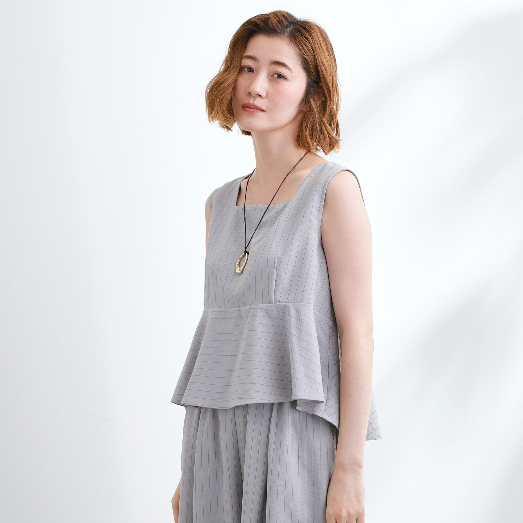 grove「1枚でお洒落見え ストライプドッキングサロペット」|オールインワン|