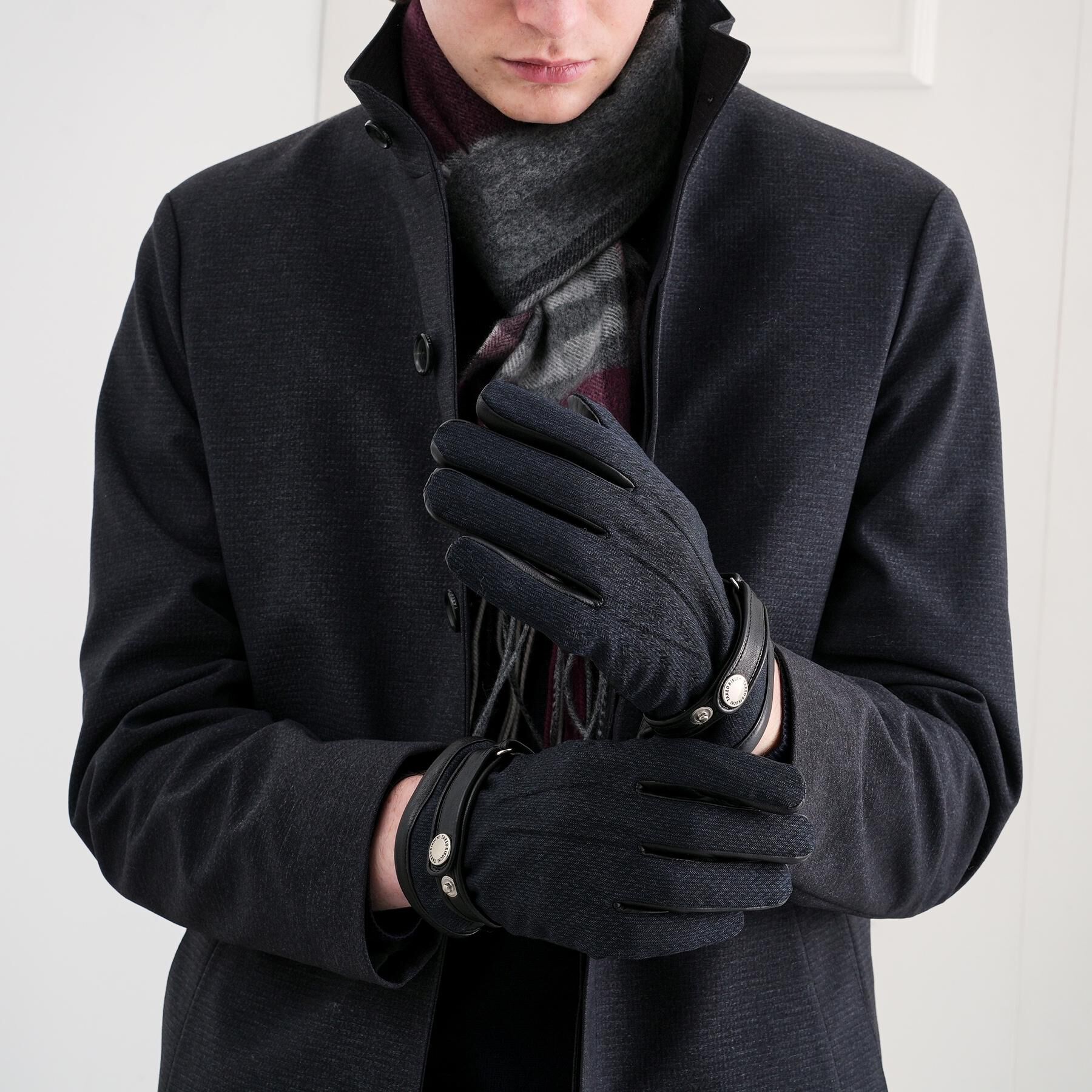 TAKEO KIKUCHI「【スマホ対応】矢絣レザーコンビグローブ」|手袋|