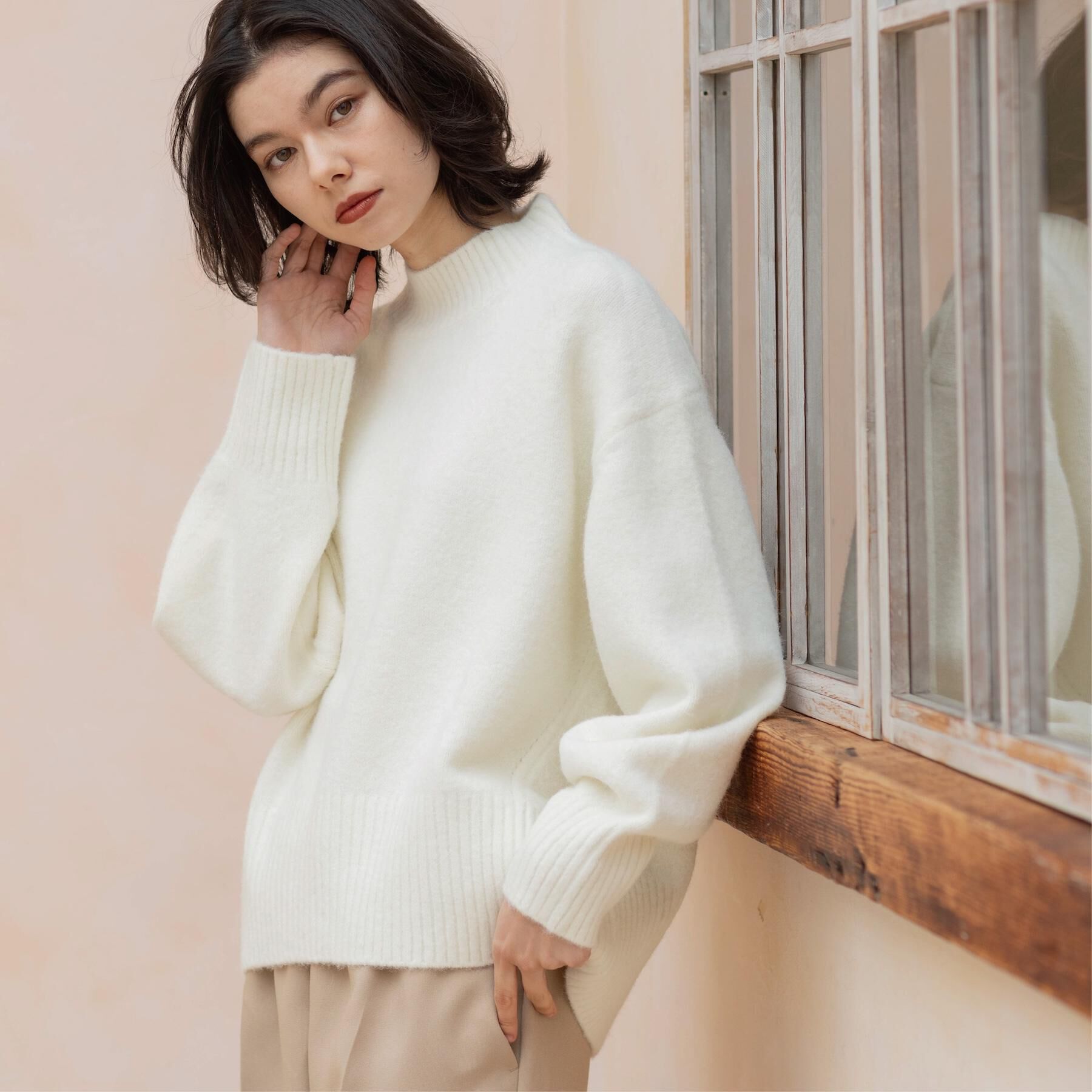 OPAQUE.CLIP「ふわふわハイネックニット【洗濯機OK】」|ニット・セーター|オフホワイト(003