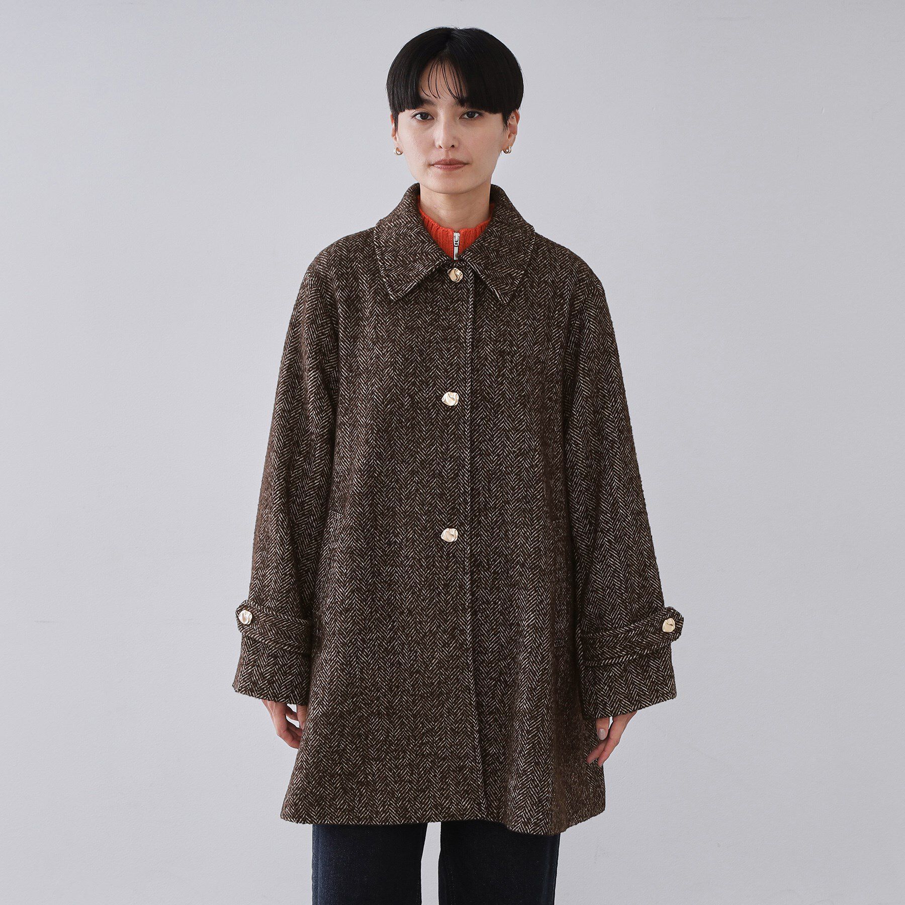 OPAQUE.CLIP「ヘリンボーンステンカラーコート」|ステンカラーコート|
