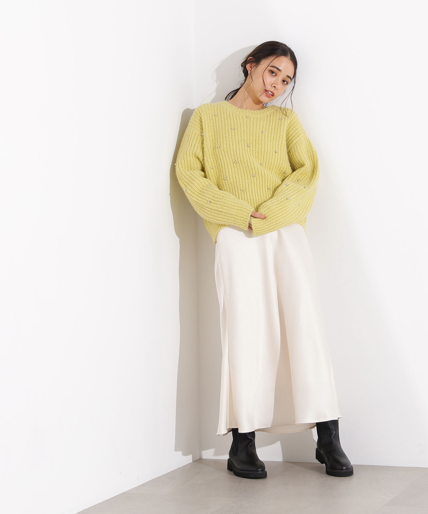  「スタッズ畦ニット」|ニット・セーター|