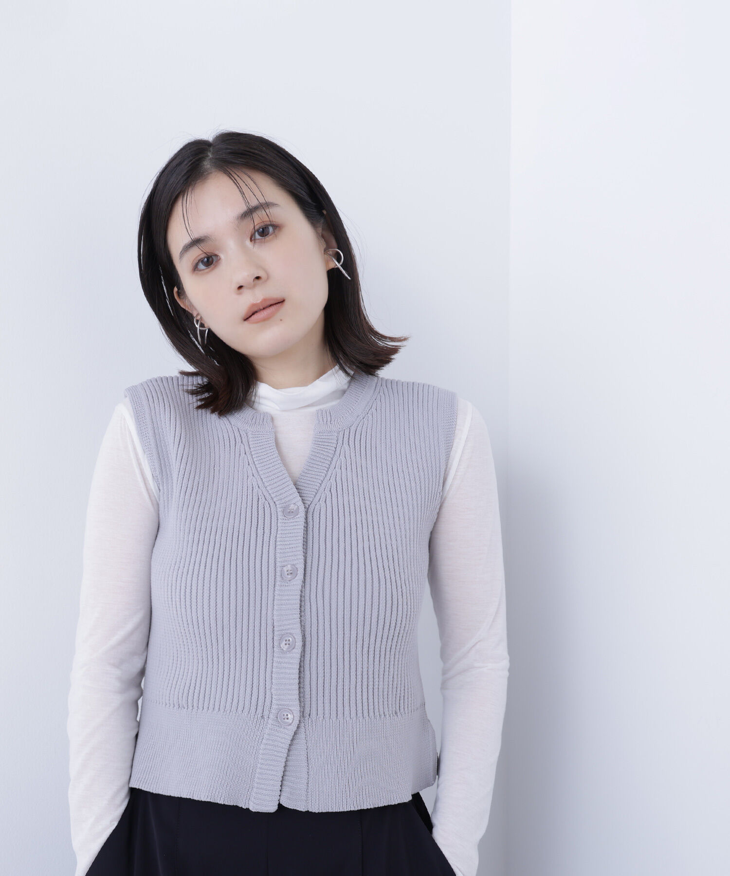  「2wayドッキングペプラムベスト」|ニット・セーター|
