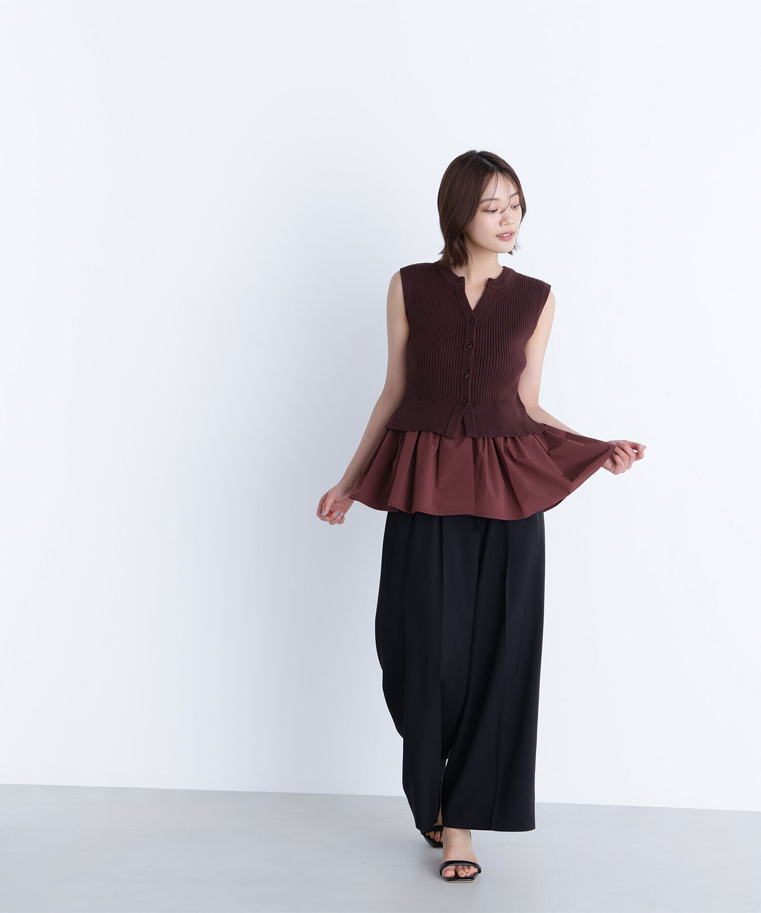  「2wayドッキングペプラムベスト」|ニット・セーター|
