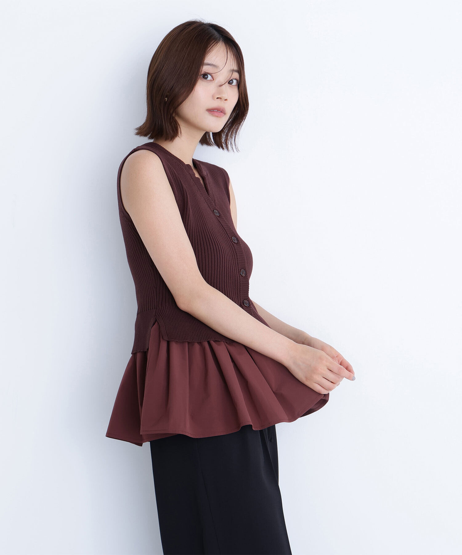  「2wayドッキングペプラムベスト」|ニット・セーター|