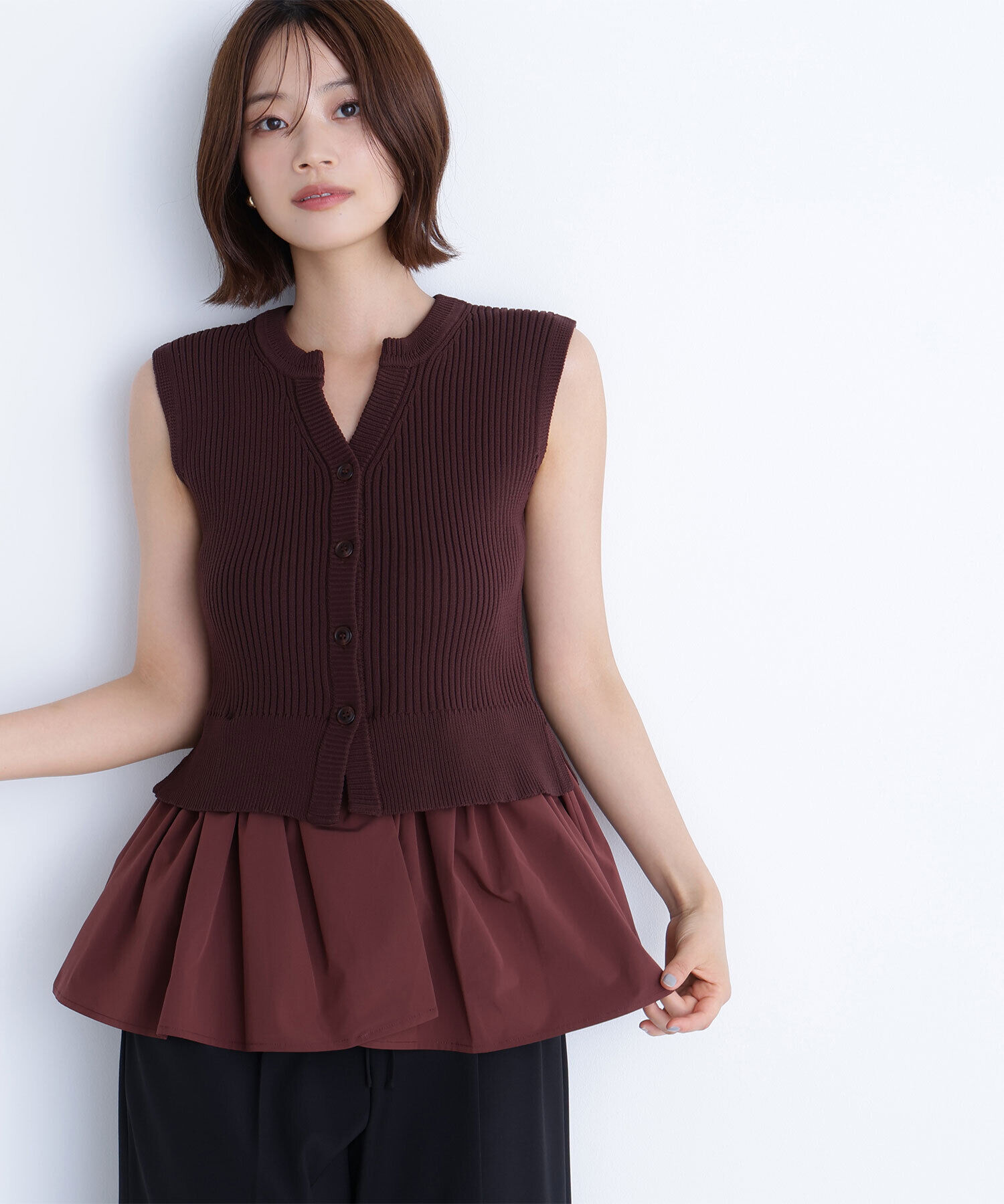  「2wayドッキングペプラムベスト」|ニット・セーター|