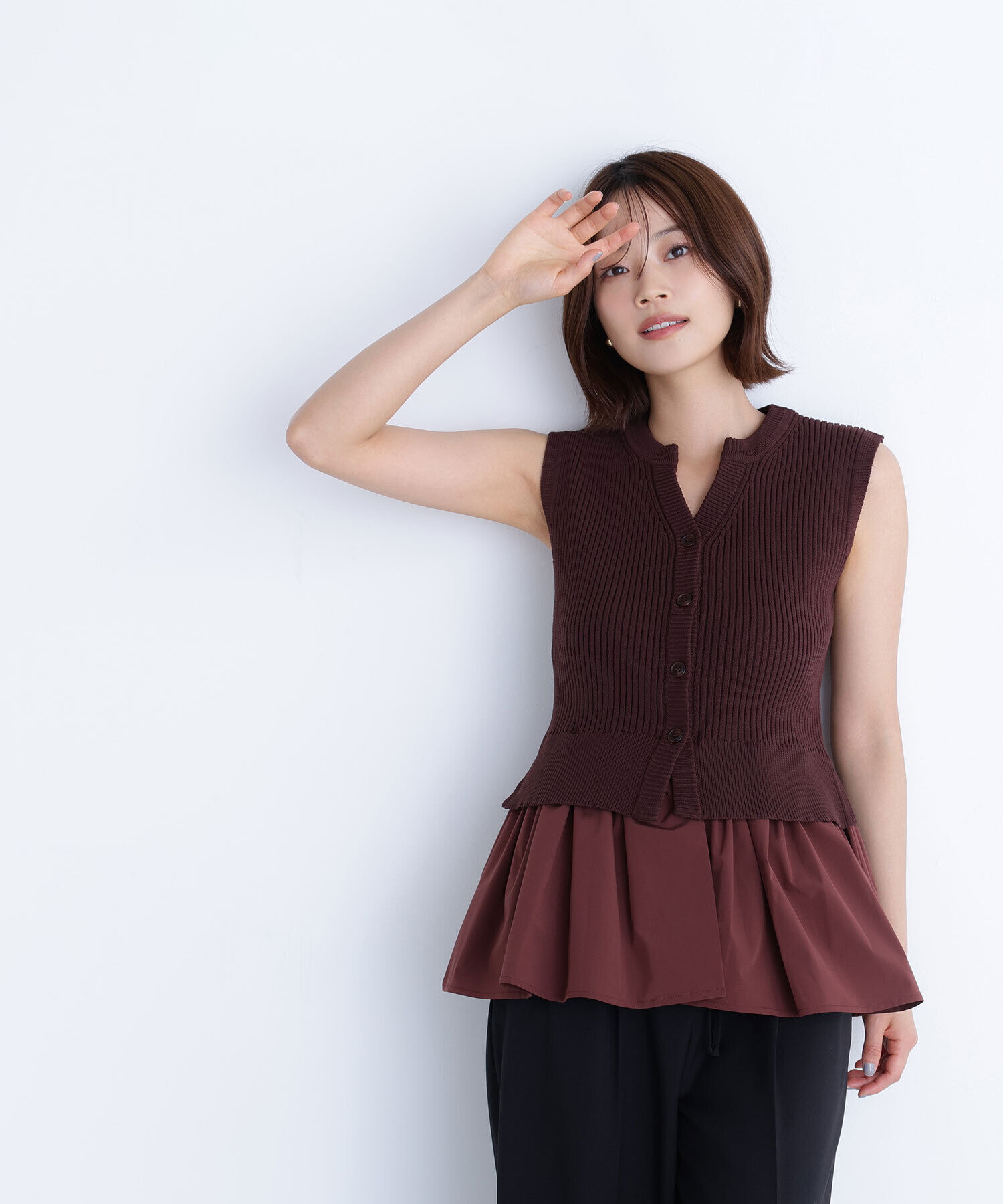  「2wayドッキングペプラムベスト」|ニット・セーター|