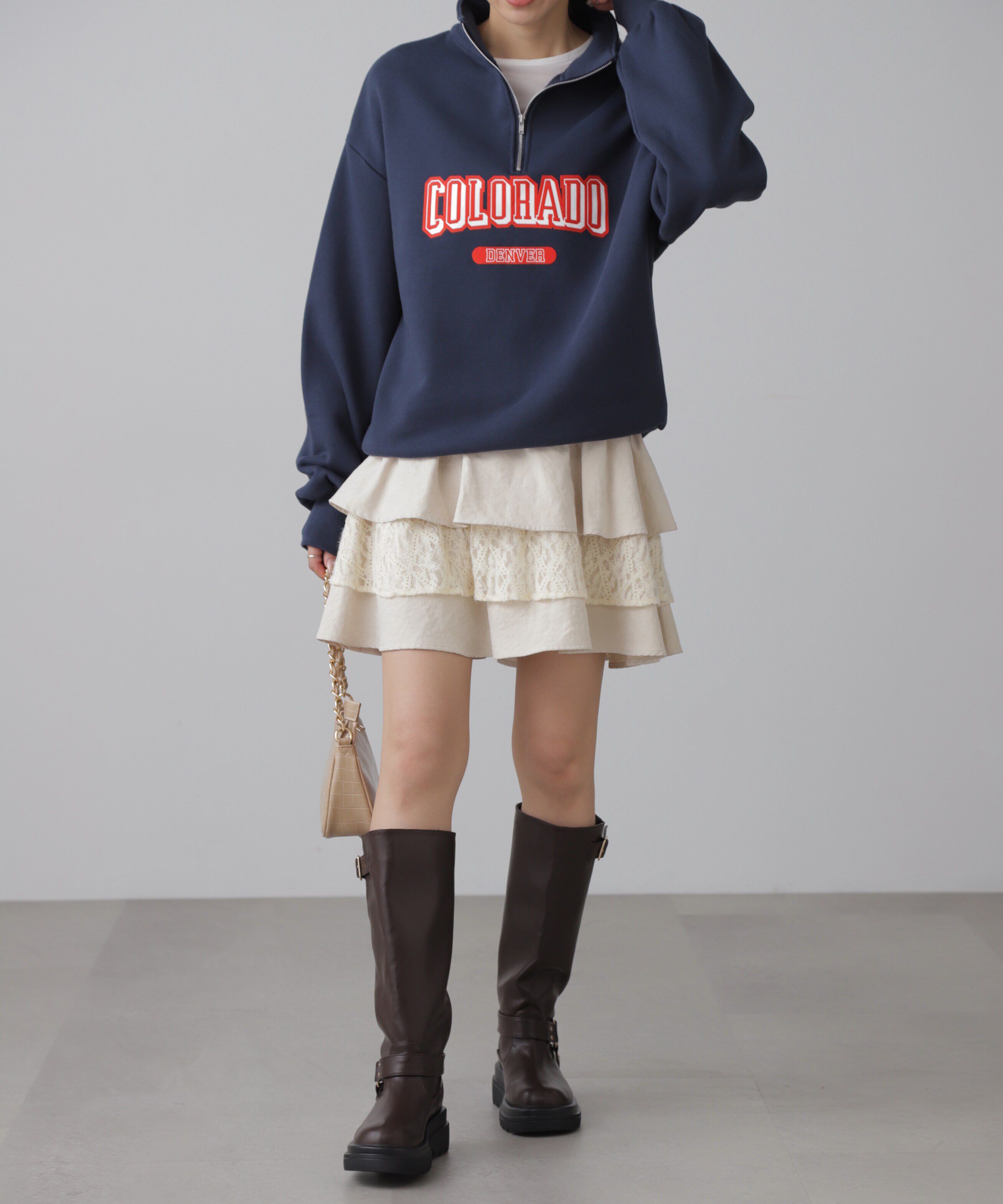  「カレッジロゴハーフジップスウェット」|Tシャツ・カットソー|