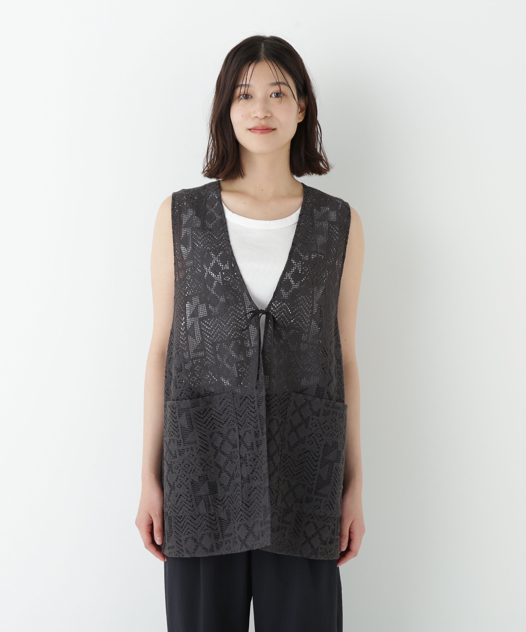  「◆ジオメトリックレースジレ」|シャツ・ブラウス|