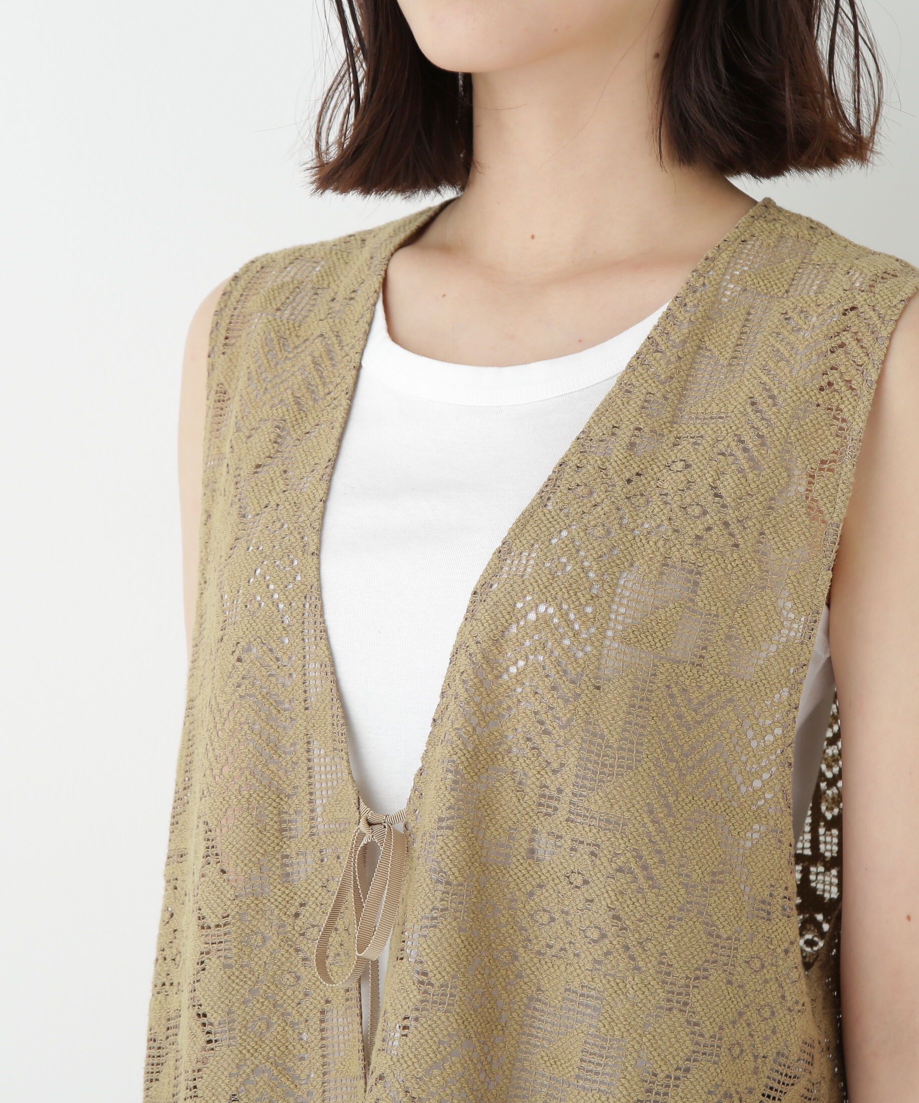  「◆ジオメトリックレースジレ」|シャツ・ブラウス|