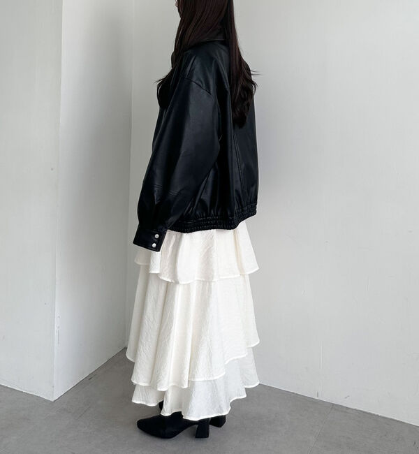 archives「フェイクレザーミドルブルゾン」|テーラードジャケット|