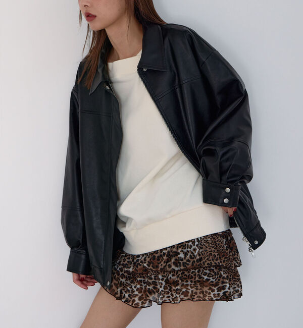 archives「フェイクレザーミドルブルゾン」|テーラードジャケット|