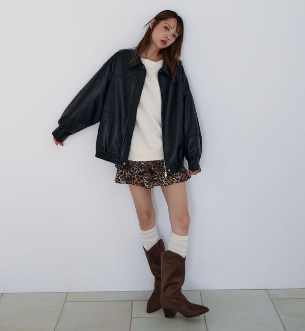 archives「フェイクレザーミドルブルゾン」|テーラードジャケット|