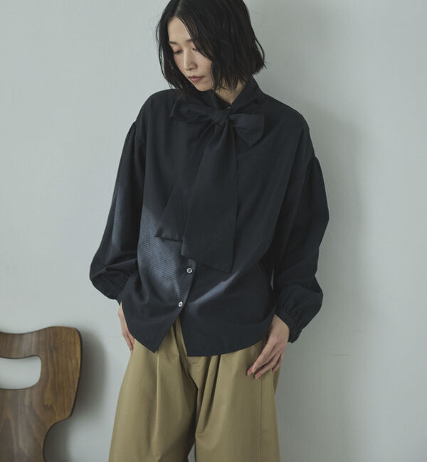 Doux archives「２ＷＡＹ　チェックボウタイブラウス」|シャツ・ブラウス|CHARCOAL GRAY