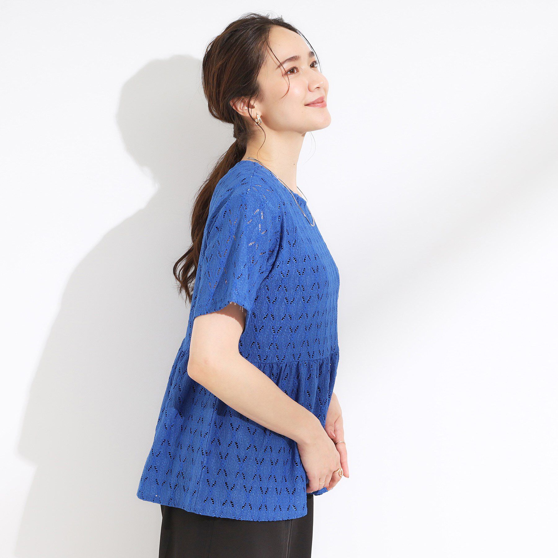 SHOO･LA･RUE「【S-LL】インせず決まる レースペプラムトップス」|Tシャツ・カットソー|