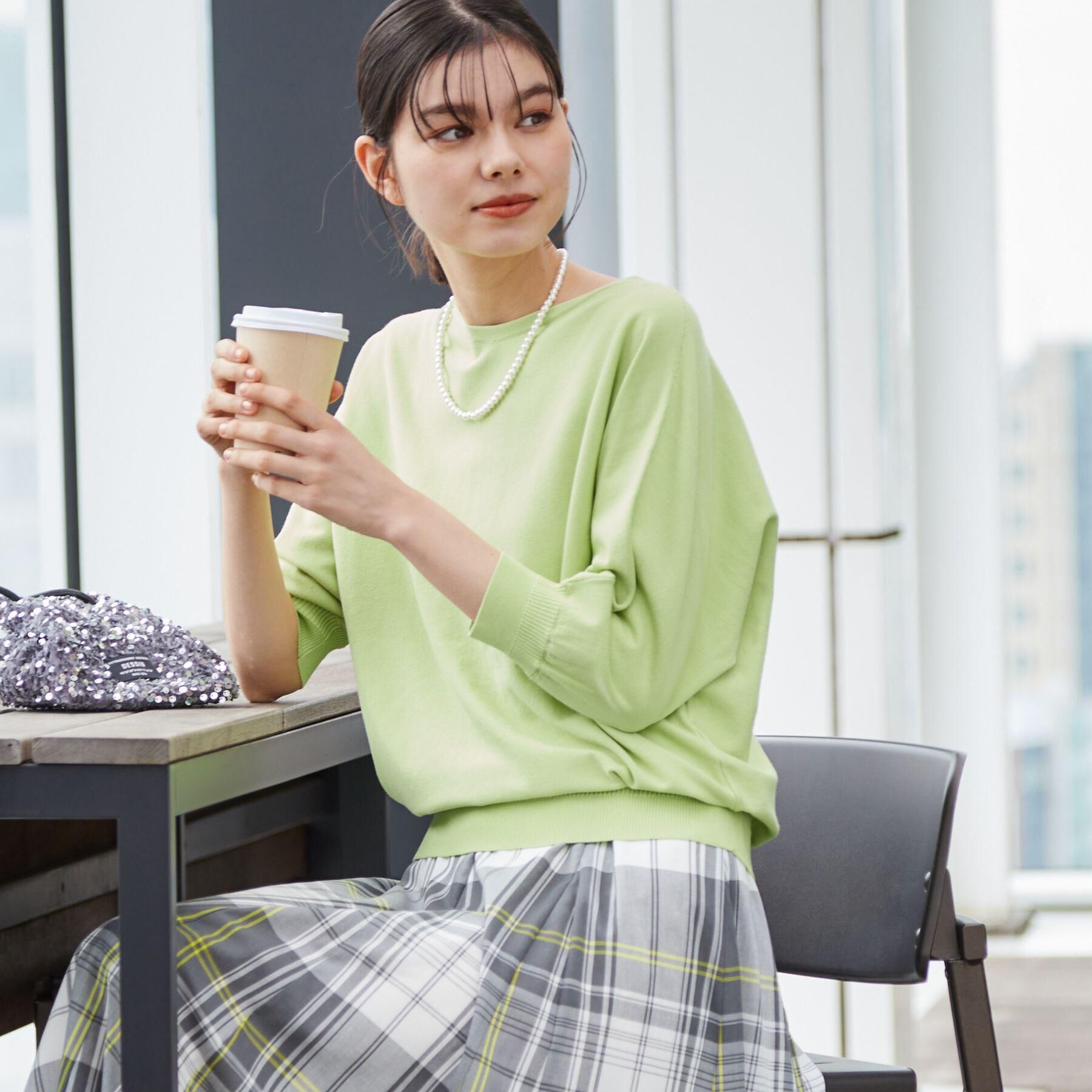 Dessin「【選べる7色展開・洗える】後ろボタンニットプルオーバー七分袖（XS～L）」|ニット・セーター|