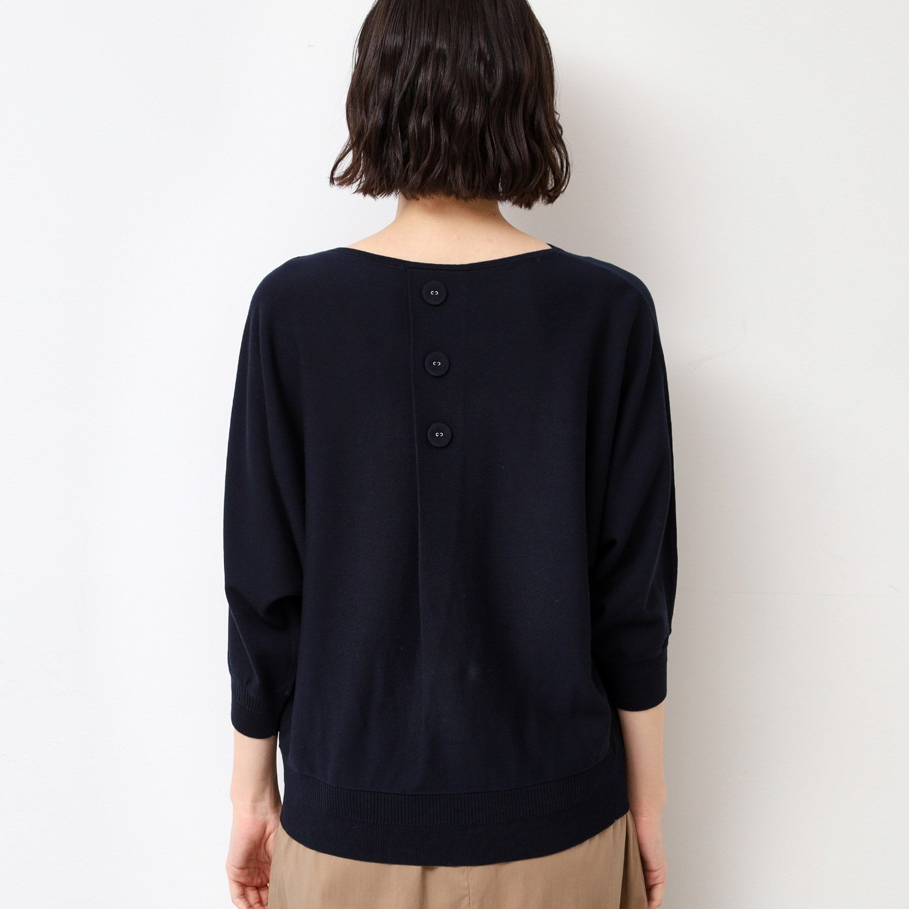 Dessin「【選べる7色展開・洗える】後ろボタンニットプルオーバー七分袖（XS～L）」|ニット・セーター|