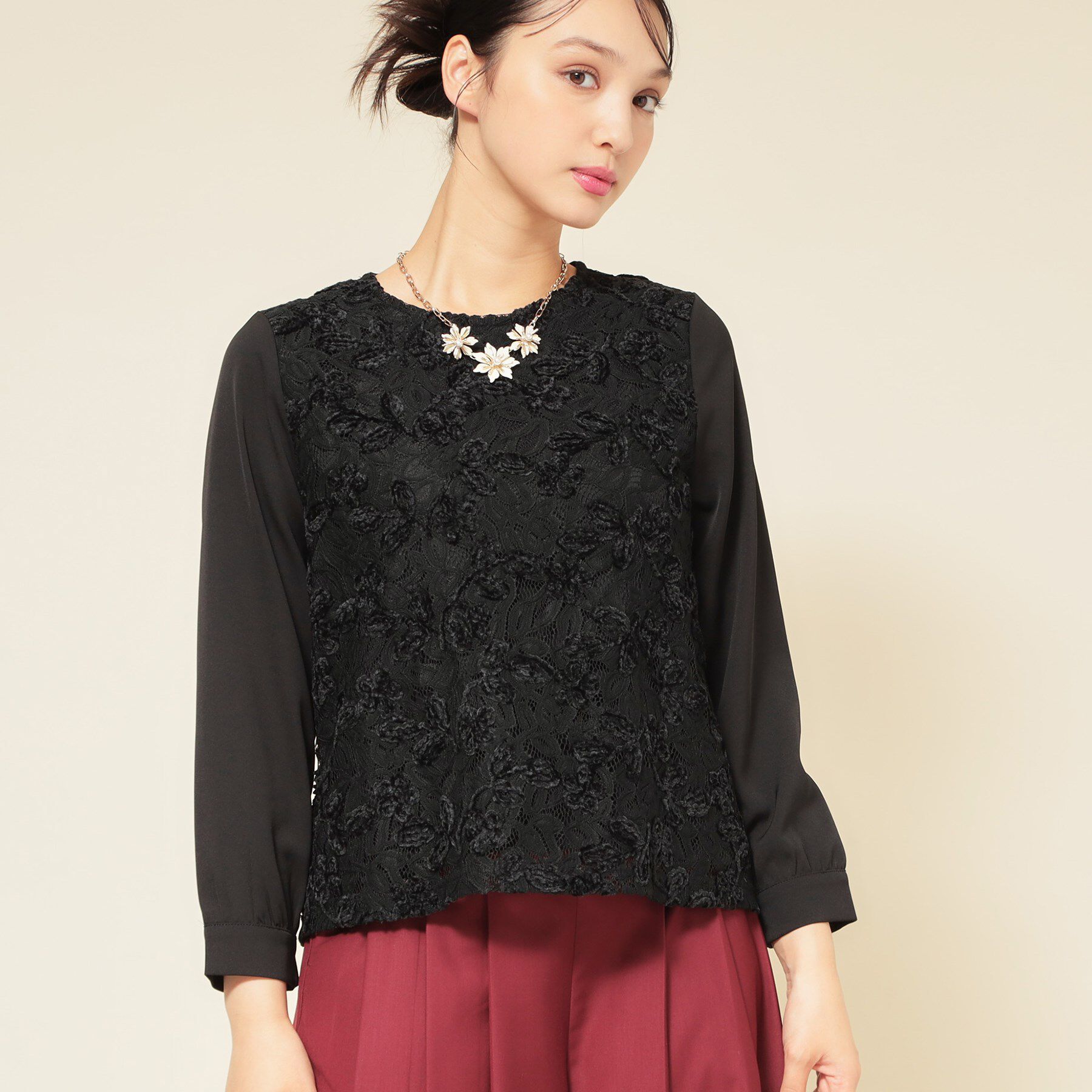 SunaUna「【モールレース／セットアップ可】パフスリーブブラウス」|シャツ・ブラウス|