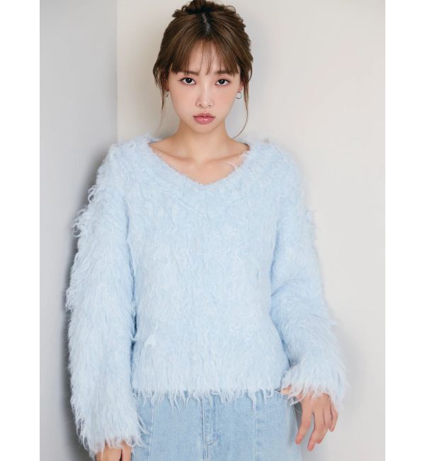 dazzlin「リップルカールVネックニット」|ニット・セーター|