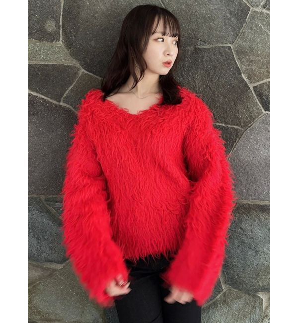 dazzlin「リップルカールVネックニット」|ニット・セーター|