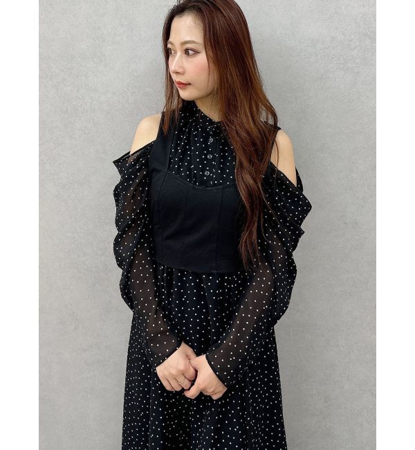 MERCURYDUO「オープンショルダービスチェドッキングワンピース」|ワンピース|