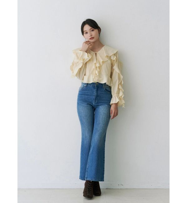 MERCURYDUO「デニムシューカットパンツ」|デニム|