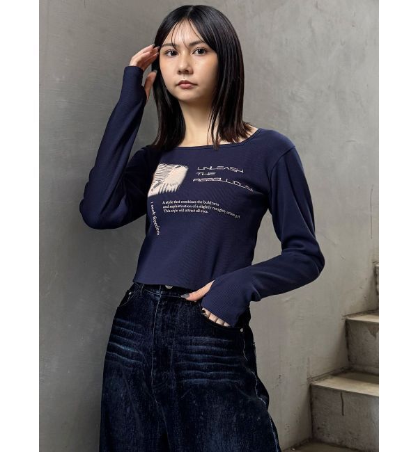 MURUA「クロップドメッセージトップス」|Tシャツ・カットソー|